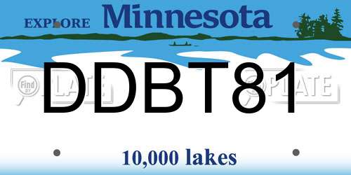 DDBT81 Minnesota License Plate