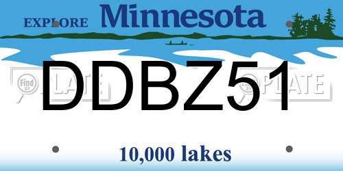 DDBZ51 Minnesota License Plate