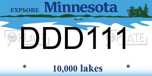DDD111 Minnesota License Plate