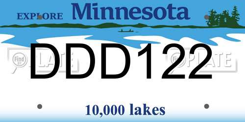 DDD122 Minnesota License Plate
