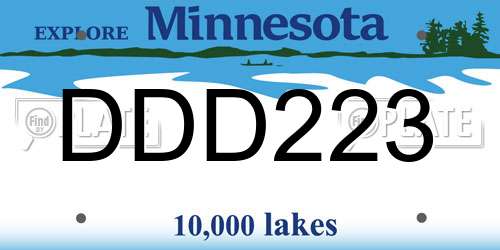 DDD223 Minnesota License Plate
