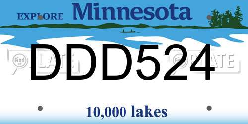 DDD524 Minnesota License Plate
