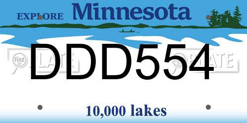 DDD554 Minnesota License Plate