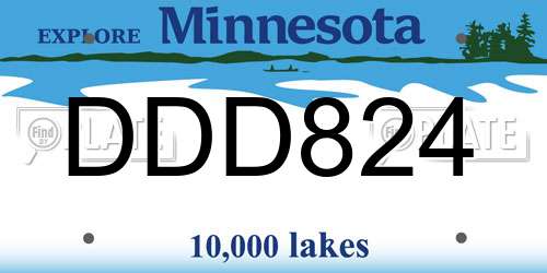 DDD824 Minnesota License Plate