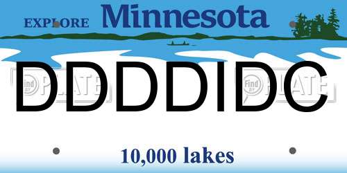 DDDDIDC Minnesota License Plate
