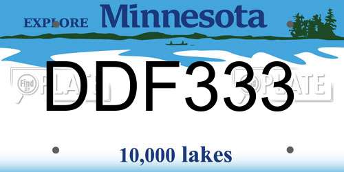 DDF333 Minnesota License Plate