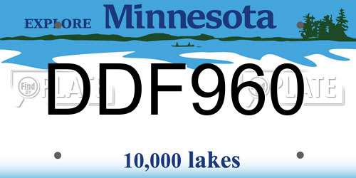 DDF960 Minnesota License Plate