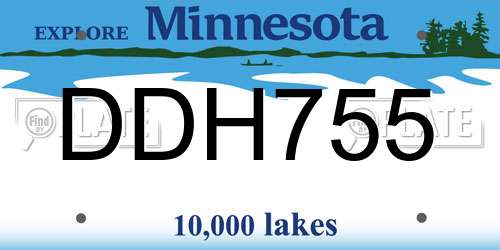 DDH755 Minnesota License Plate