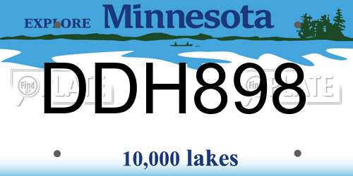 DDH898 Minnesota License Plate