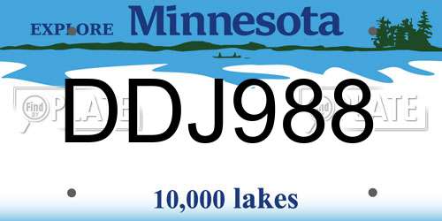 DDJ988 Minnesota License Plate