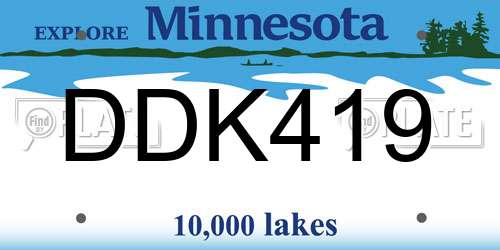 DDK419 Minnesota License Plate