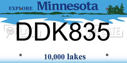 DDK835 Minnesota License Plate
