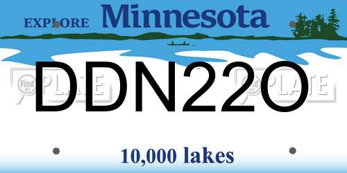 DDN22O Minnesota License Plate