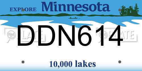 DDN614 Minnesota License Plate