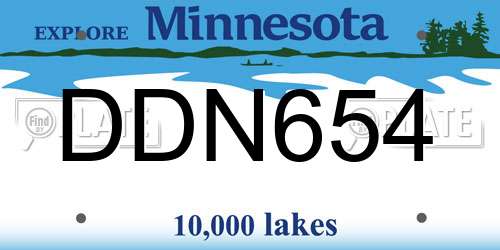 DDN654 Minnesota License Plate