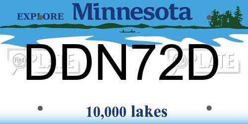 DDN72D Minnesota License Plate