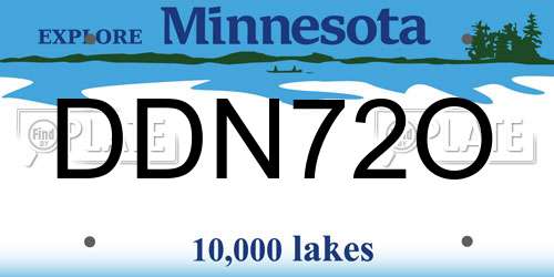 DDN72O Minnesota License Plate