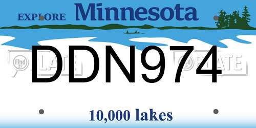 DDN974 Minnesota License Plate