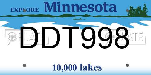 DDT998 Minnesota License Plate