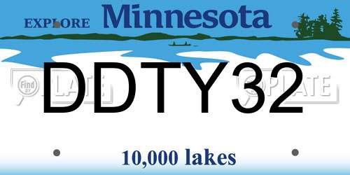 DDTY32 Minnesota License Plate