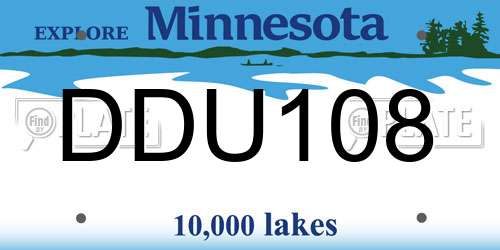 DDU108 Minnesota License Plate