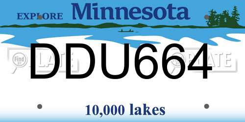 DDU664 Minnesota License Plate