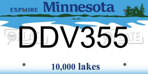DDV355 Minnesota License Plate