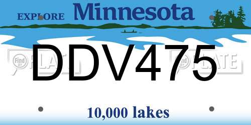 DDV475 Minnesota License Plate