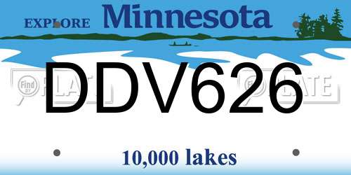 DDV626 Minnesota License Plate