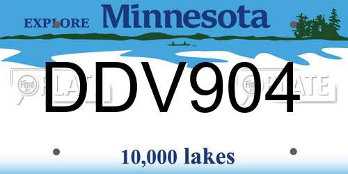 DDV904 Minnesota License Plate