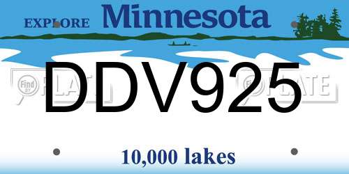 DDV925 Minnesota License Plate