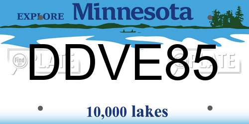 DDVE85 Minnesota License Plate