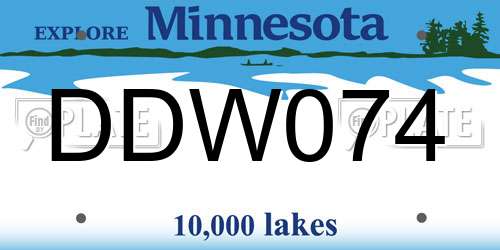DDW074 Minnesota License Plate