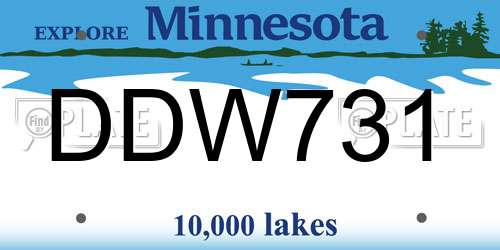DDW731 Minnesota License Plate
