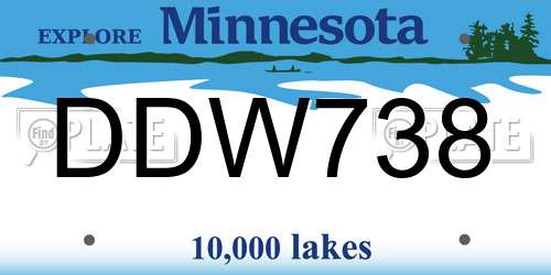 DDW738 Minnesota License Plate