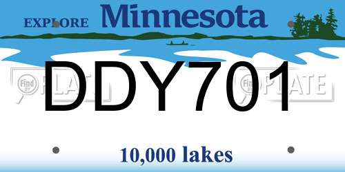 DDY701 Minnesota License Plate