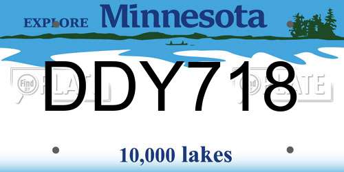 DDY718 Minnesota License Plate