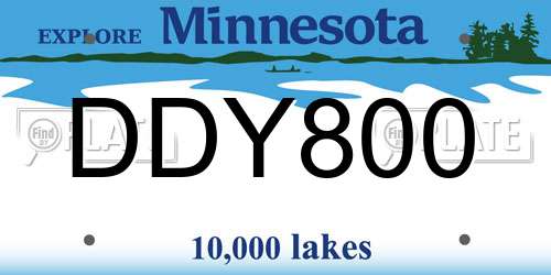 DDY800 Minnesota License Plate