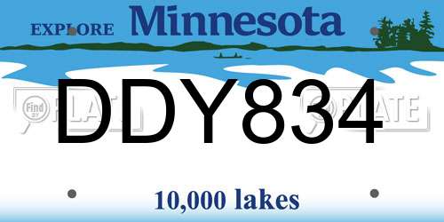 DDY834 Minnesota License Plate