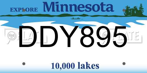 DDY895 Minnesota License Plate