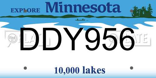 DDY956 Minnesota License Plate