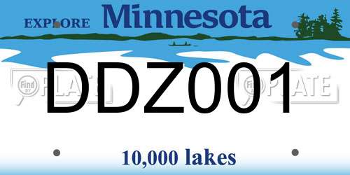 DDZ001 Minnesota License Plate