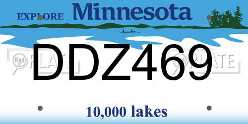 DDZ469 Minnesota License Plate