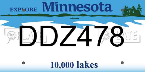 DDZ478 Minnesota License Plate
