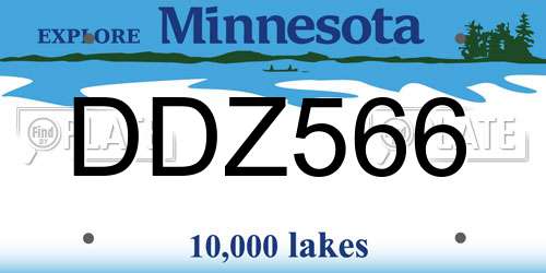 DDZ566 Minnesota License Plate
