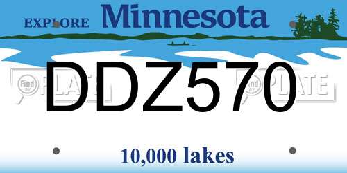 DDZ570 Minnesota License Plate