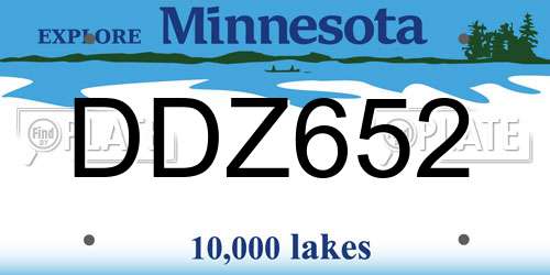 DDZ652 Minnesota License Plate