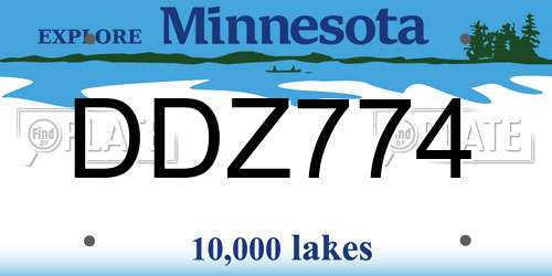 DDZ774 Minnesota License Plate
