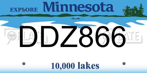 DDZ866 Minnesota License Plate