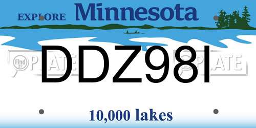DDZ98I Minnesota License Plate